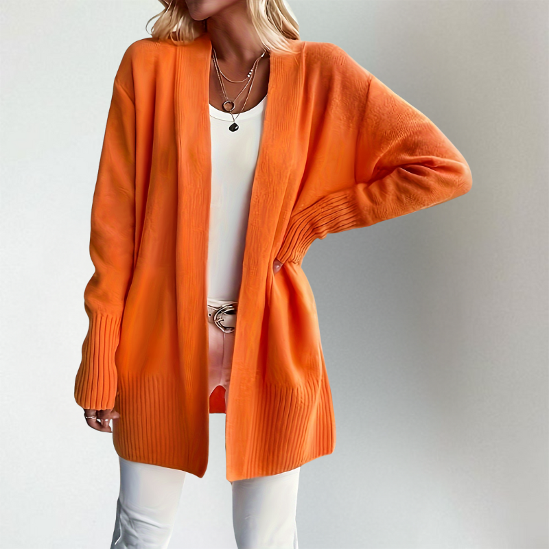 Women's Open Front Cardigan Knitted Cardigan with Long Sleeves - Elena Harper