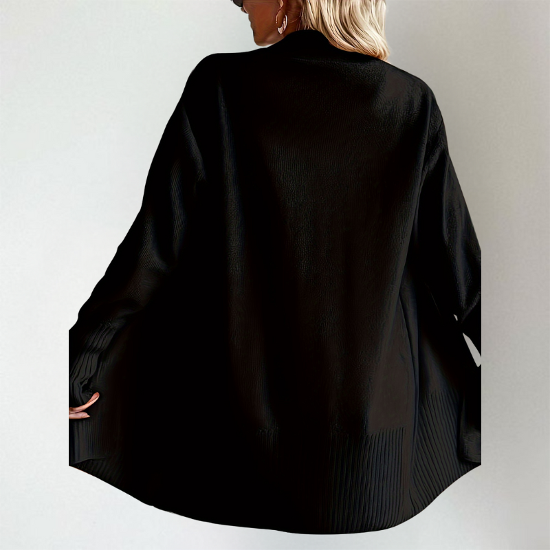 Women's Open Front Cardigan Knitted Cardigan with Long Sleeves, view 10 - Elena Harper