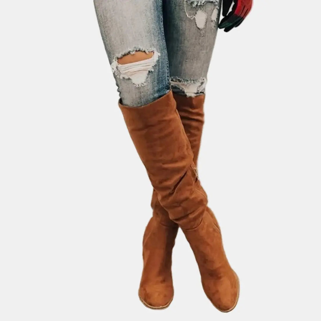 Women's Over-the-Knee Block Heel Boots - Elegant & Comfortable