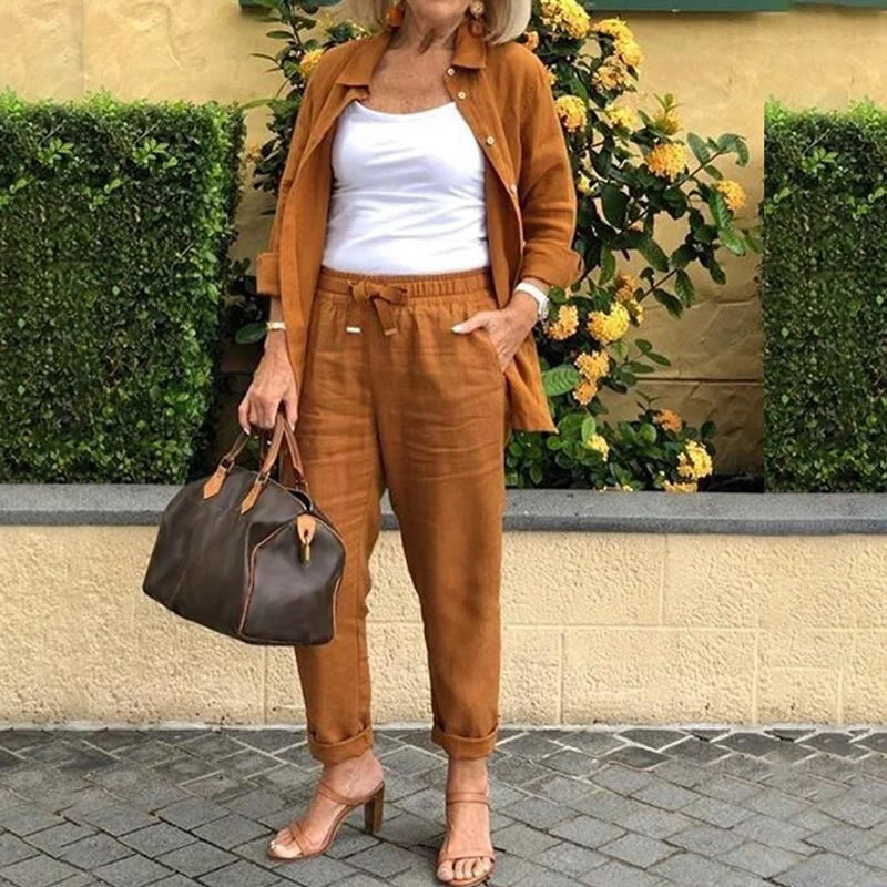 Women's Pink Casual Jacket & Drawstring Pants Set