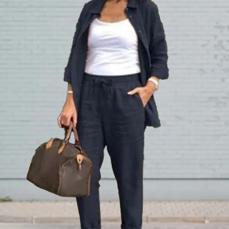 Women's Pink Casual Jacket & Drawstring Pants Set