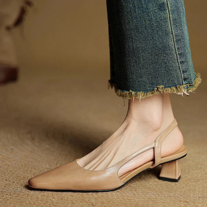 Elegant Vegan Leather Women's Pumps with Pointed Toe and Slingback Straps