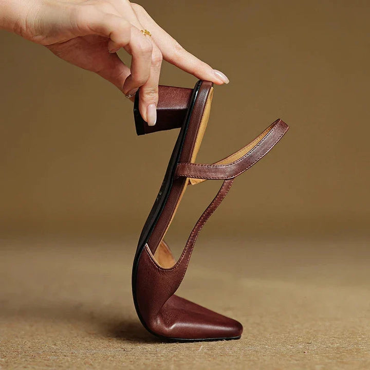 Elegant Leather Women's Pumps with Pointed Toe and Slingback Straps, view 7 - Elena Harper