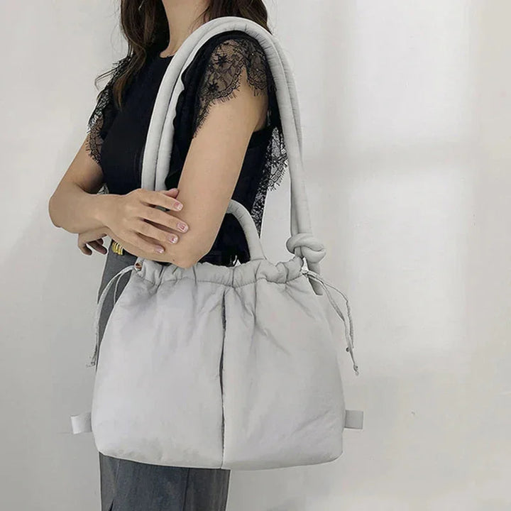 Women's Quilted Puffer Tote Bag with Knot Strap