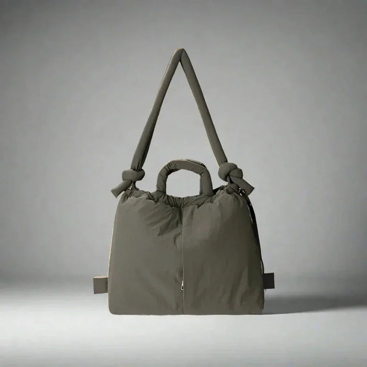 Women's Quilted Puffer Tote Bag with Knot Strap