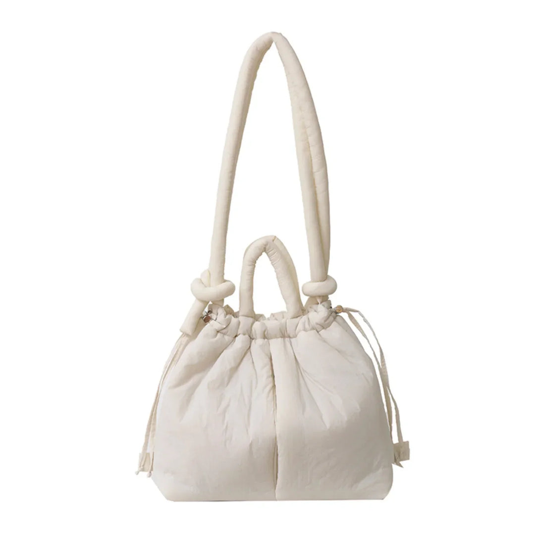Women's Quilted Puffer Tote Bag with Knot Strap