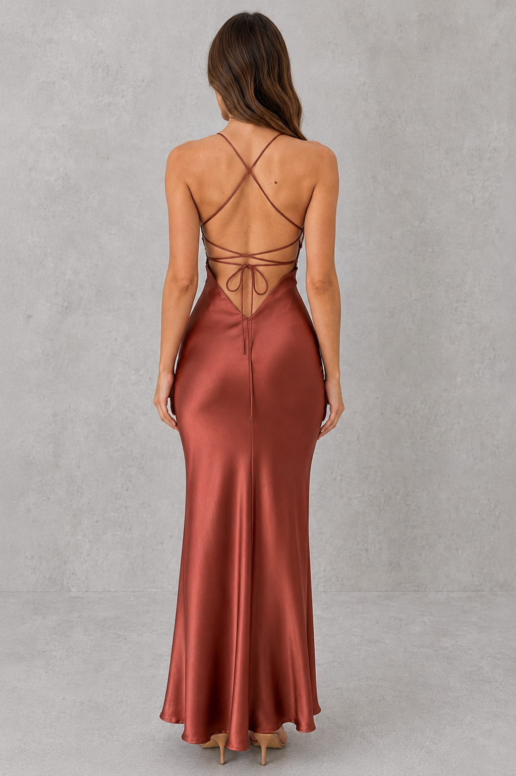 Women’s Satin Maxi Dress with Open Back Detail for Evening & Formal Wear