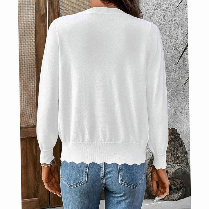 Nathalie - Elegant Buttoned Cardigan with Scalloped Edges