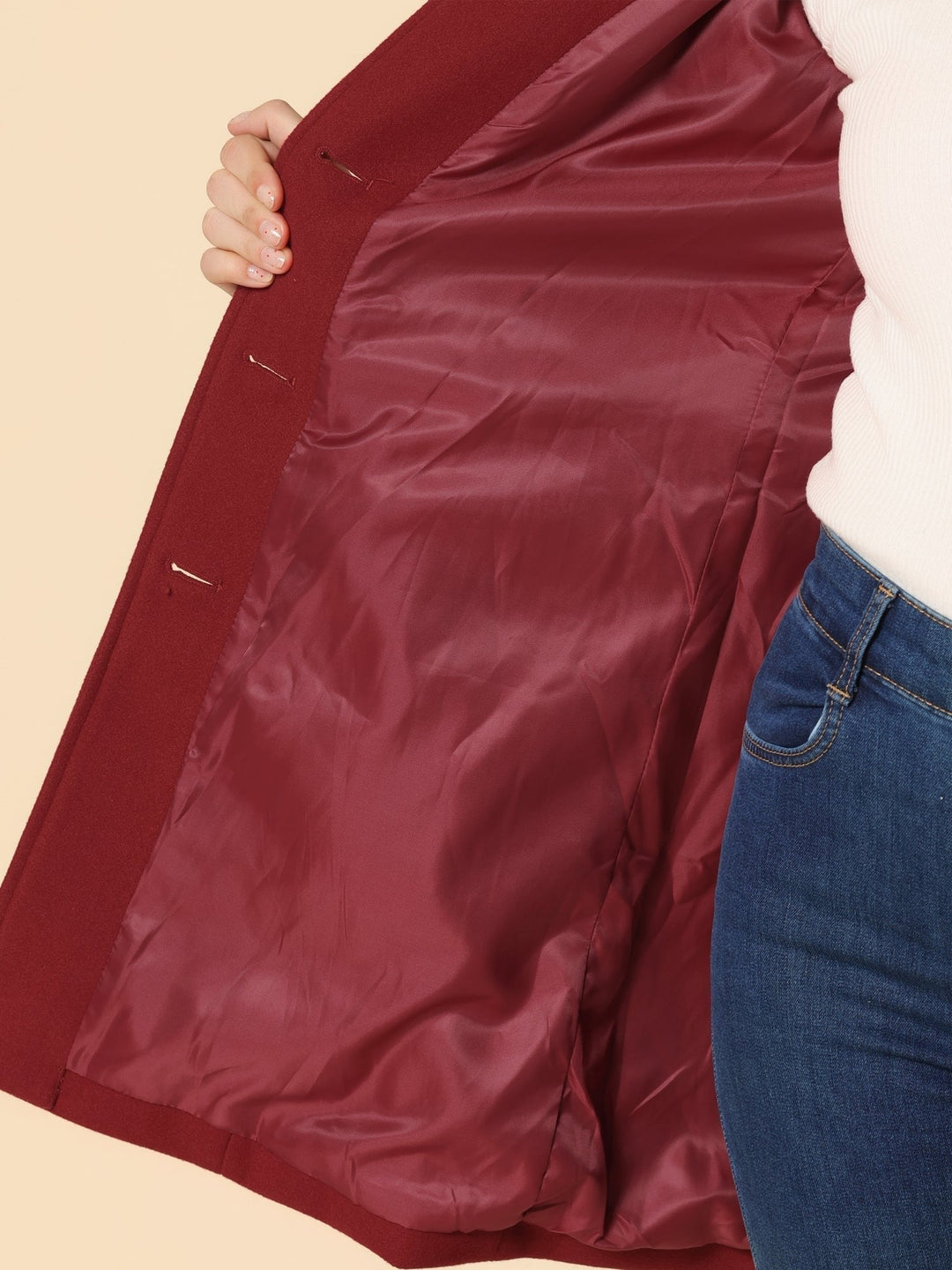 Women's Tailored Midi Winter Coat with Single Row Buttons