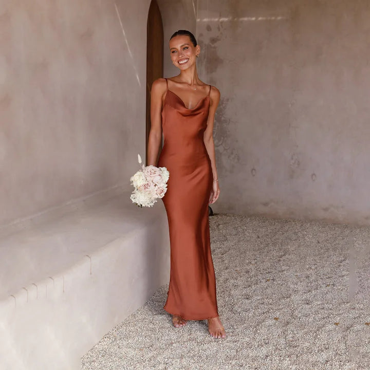 Women's Spaghetti Strap Draped Maxi Dress