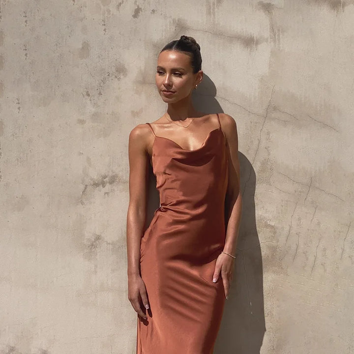 Women's Spaghetti Strap Draped Maxi Dress
