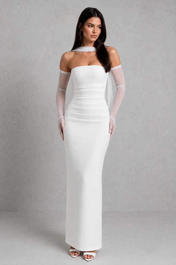 Women’s Strapless Maxi Dress with Column Skirt for Evening & Formal Wear