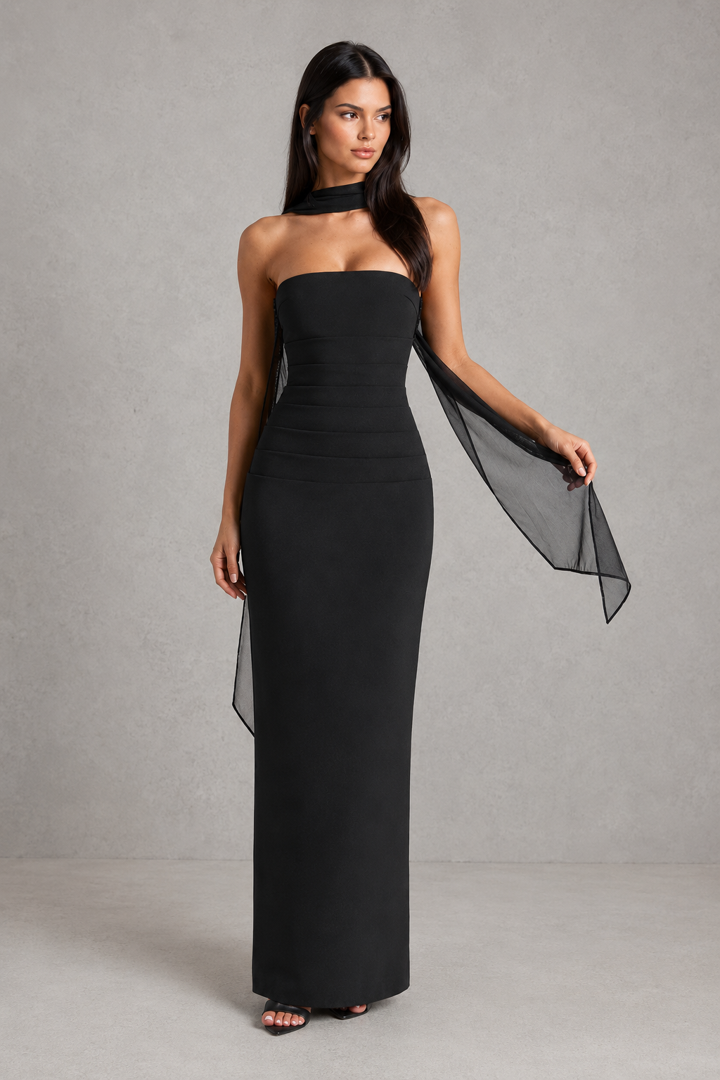 Women’s Strapless Maxi Dress with Column Skirt for Evening & Formal Wear