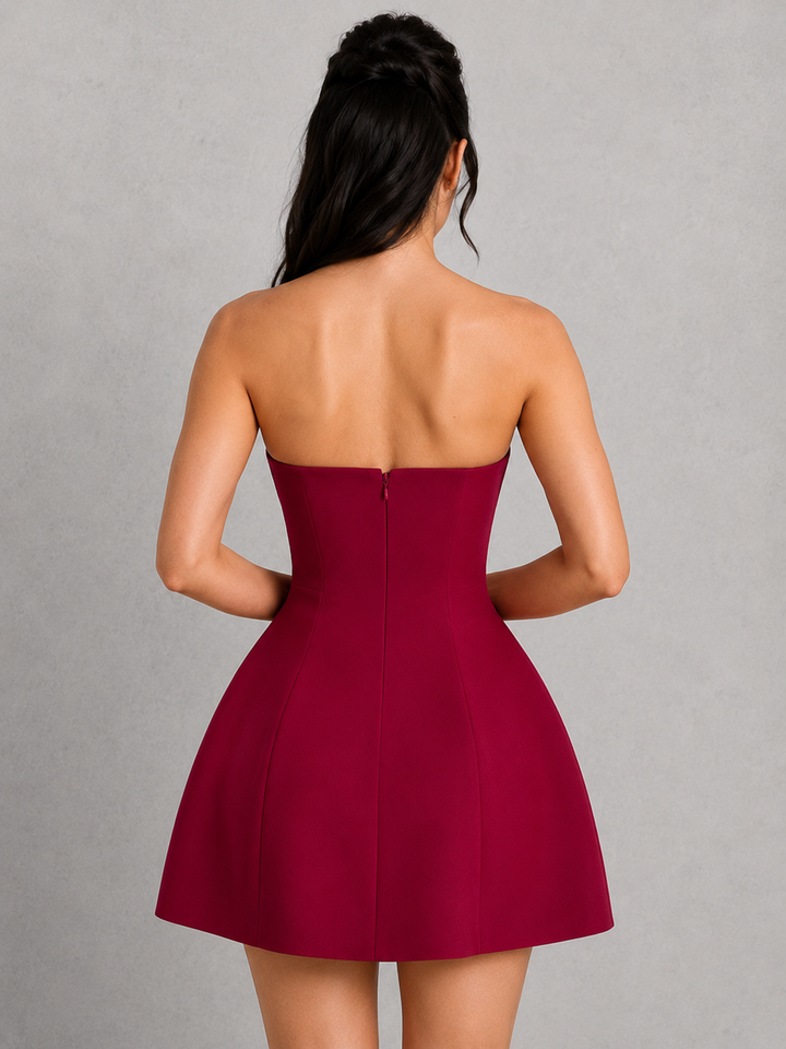 Women’s Strapless Mini Dress with Bubble Skirt for Parties & Special Occasions