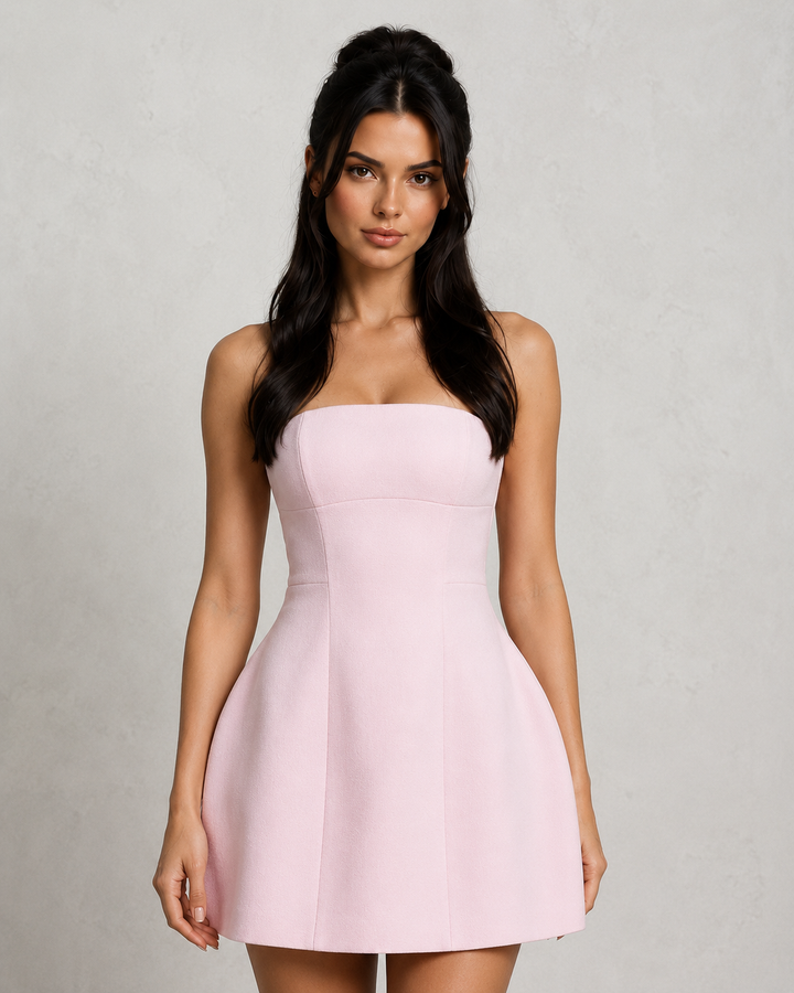 Women’s Strapless Mini Dress with Bubble Skirt for Parties & Special Occasions