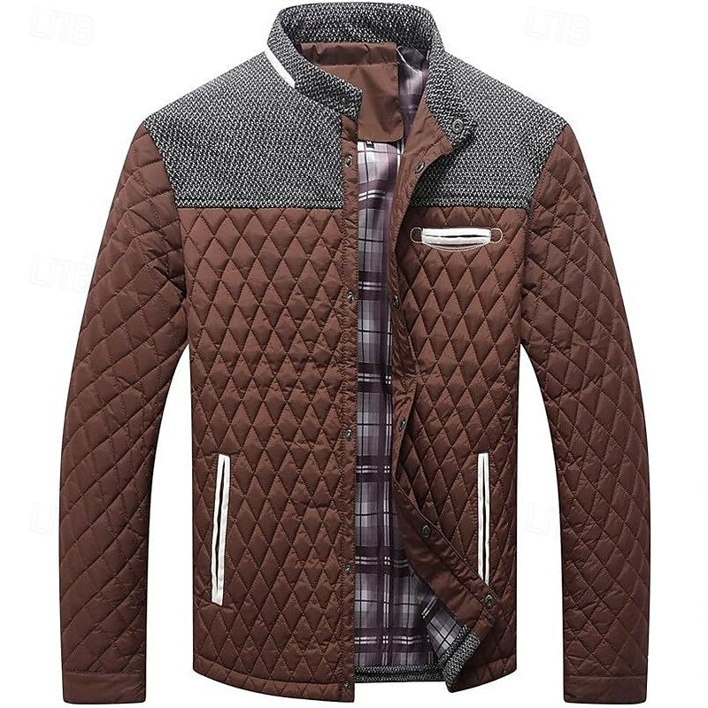 Beckett Men's Quilted Stand-Collar Jacket in Four Shades - Elena Harper