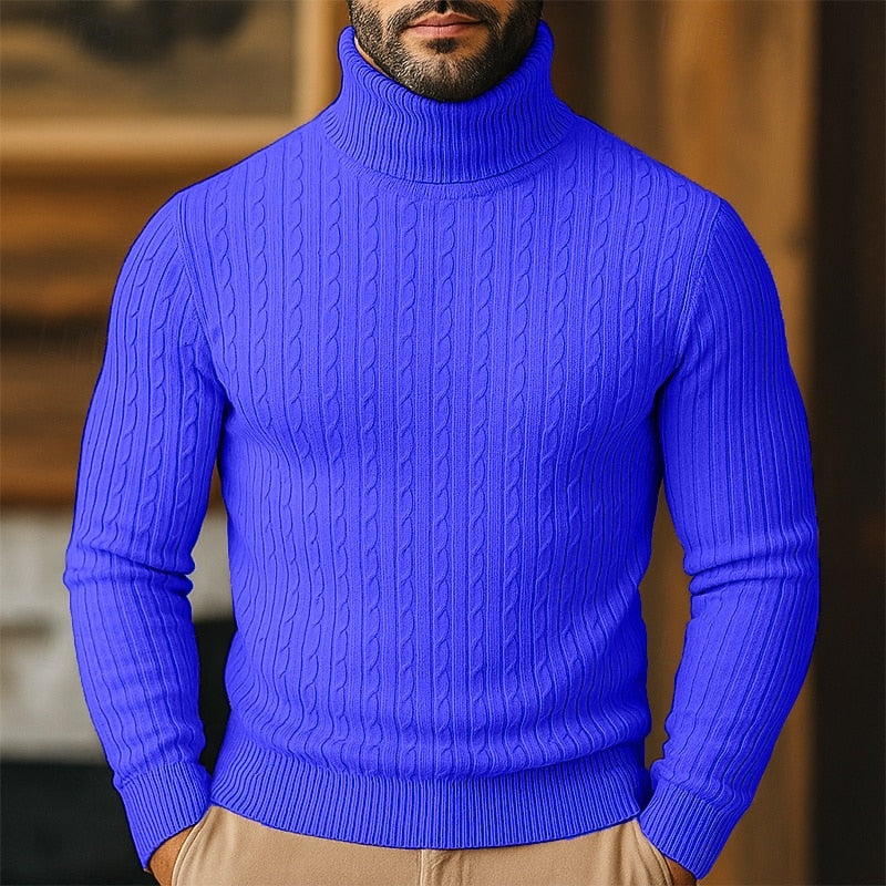 Curtis | Men's Cable Knit Turtleneck Sweater with Full Collar
