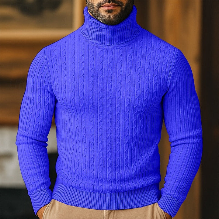 Curtis | Men's Cable Knit Turtleneck Sweater with Full Collar