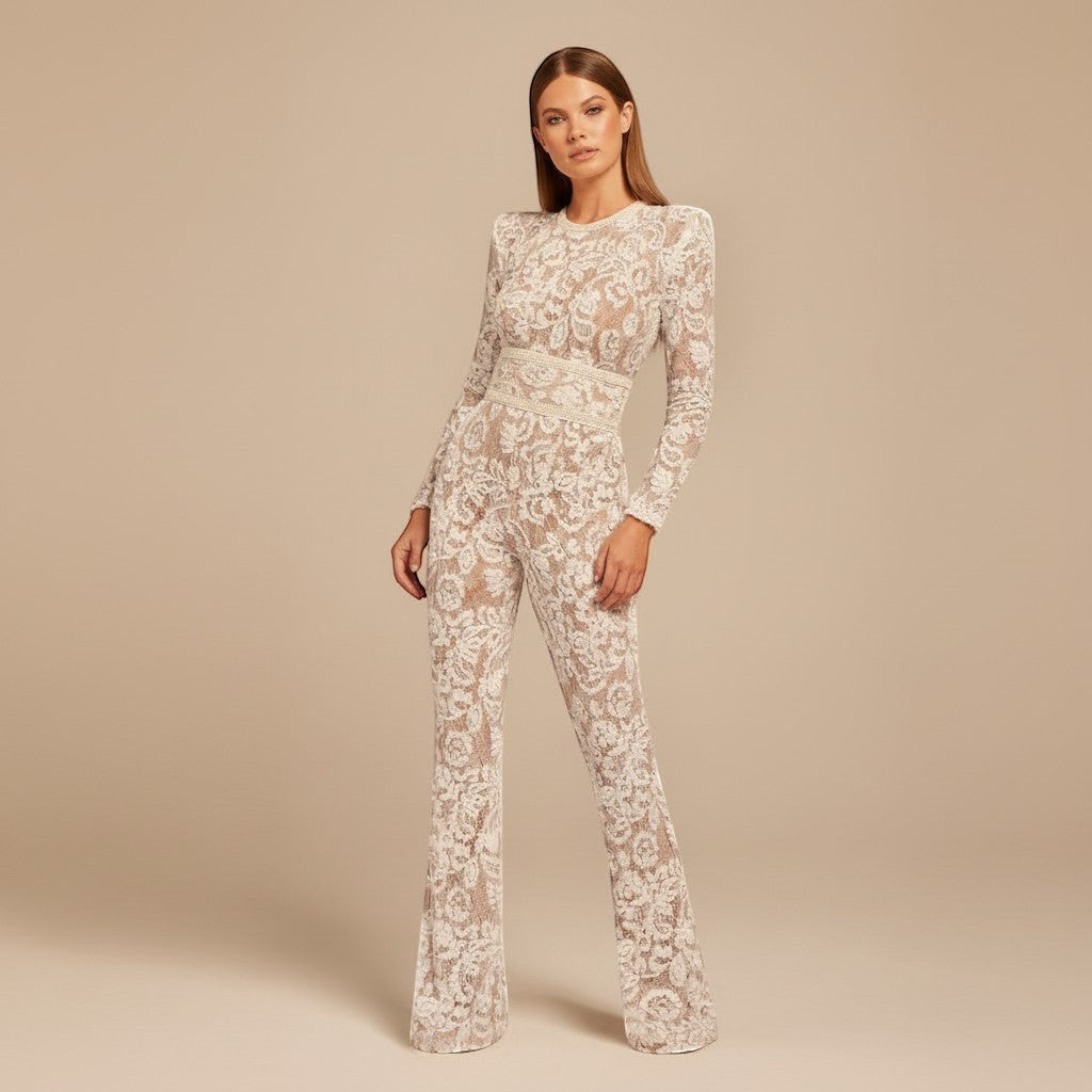 Women's Dazzling Sequin Jumpsuit with Flattering Wide Leg