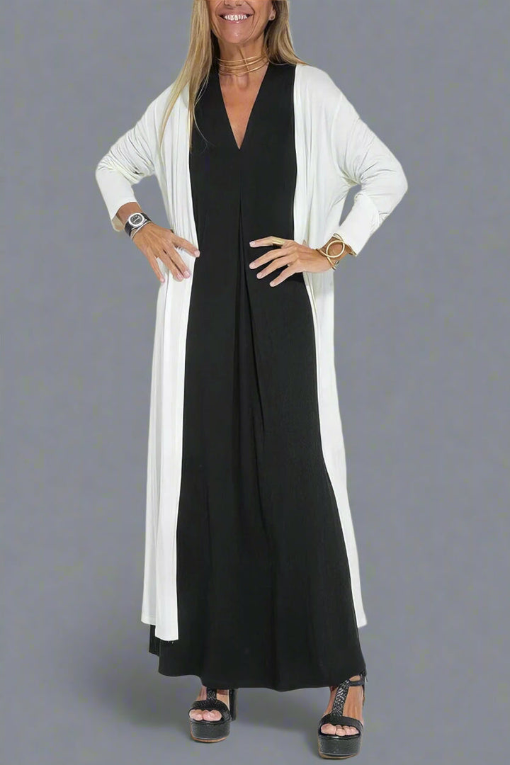 Elfriede Elegant Maxi Dress with Free Cardigan for Every Occasion - Elena Harper