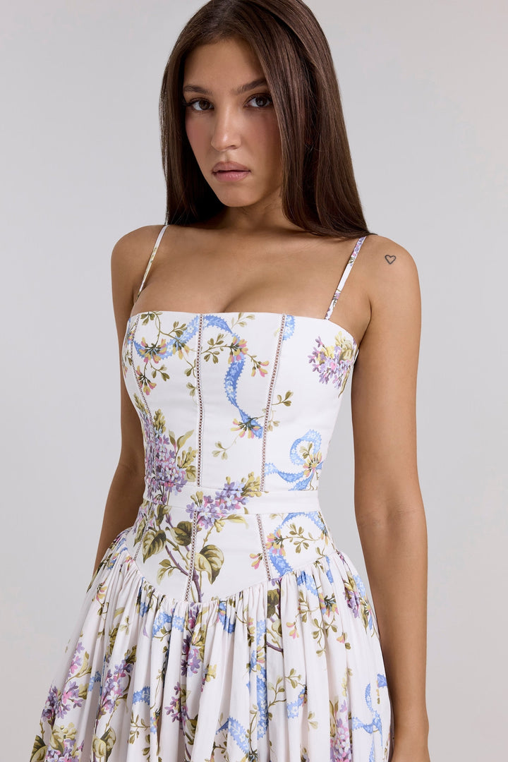 Kessara - Elegant Floral Spaghetti Strap Summer Maxi Dress