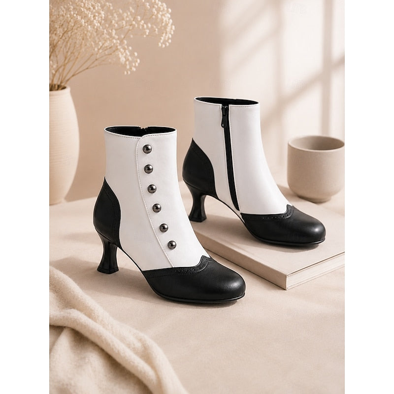 Eleanora | Women's Vintage Two-Tone Ankle Boots with Contrast