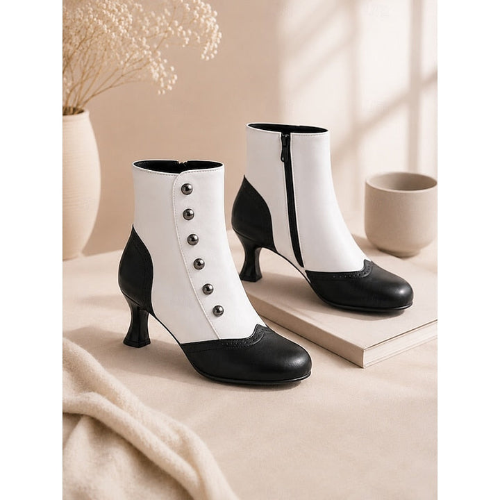 Eleanora | Women's Vintage Two-Tone Ankle Boots with Contrast
