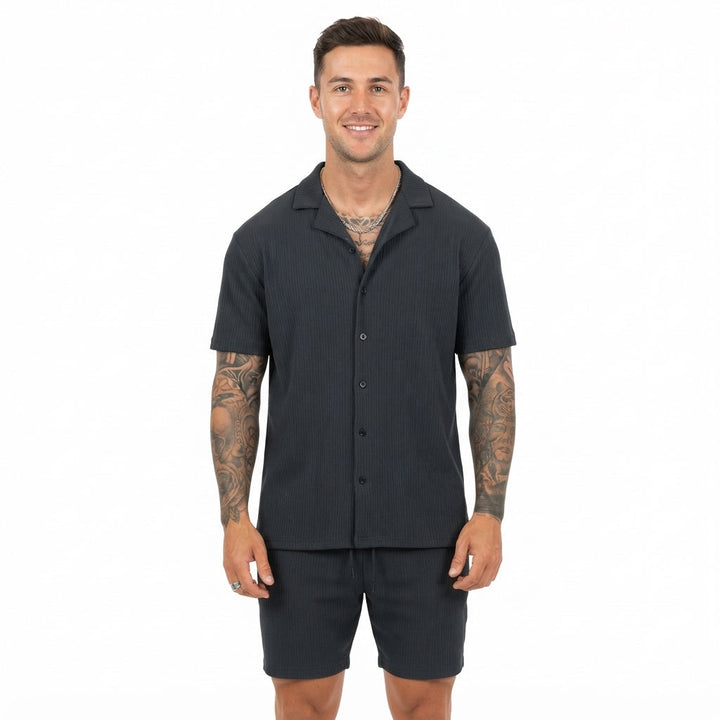 Zachary Prentice Textured Shirt & Shorts Set For Men - Elena Harper