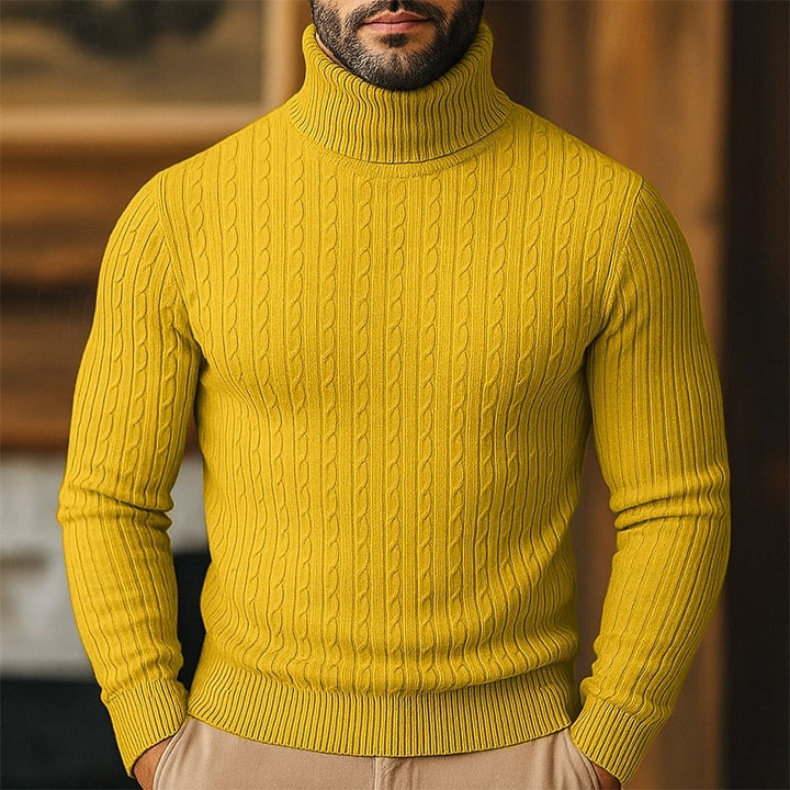 Curtis | Men's Cable Knit Turtleneck Sweater with Full Collar