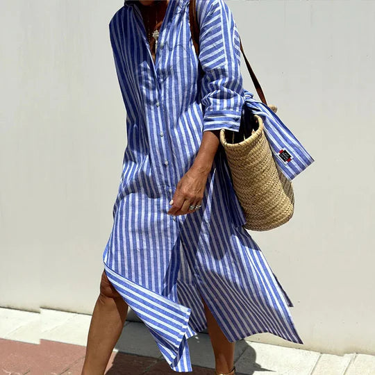 Nova - Stylish Striped Shirt Dress